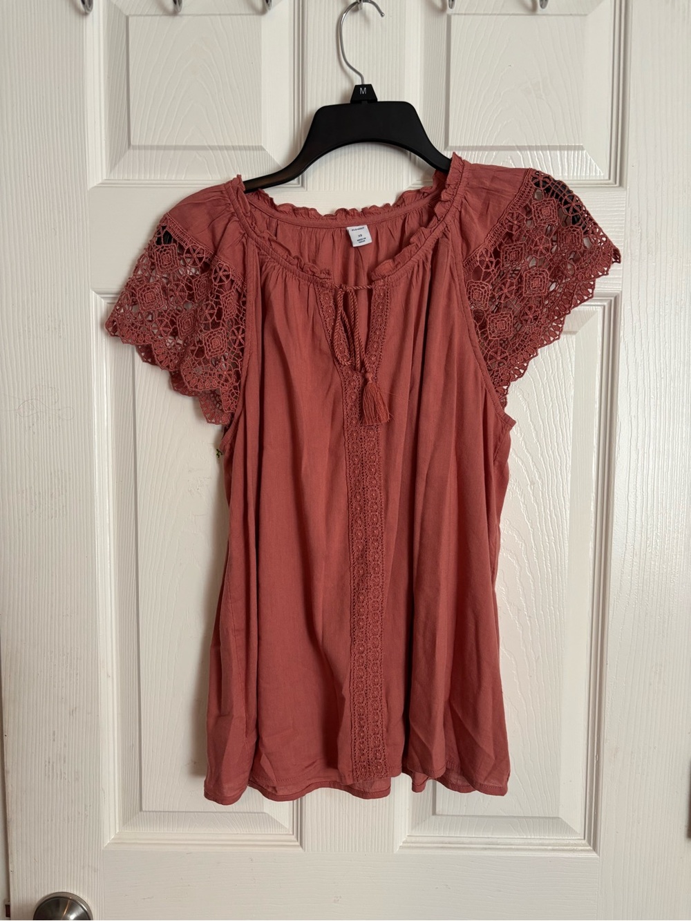 Old Navy Crochet Sleeve Peasant Blouse - Rust